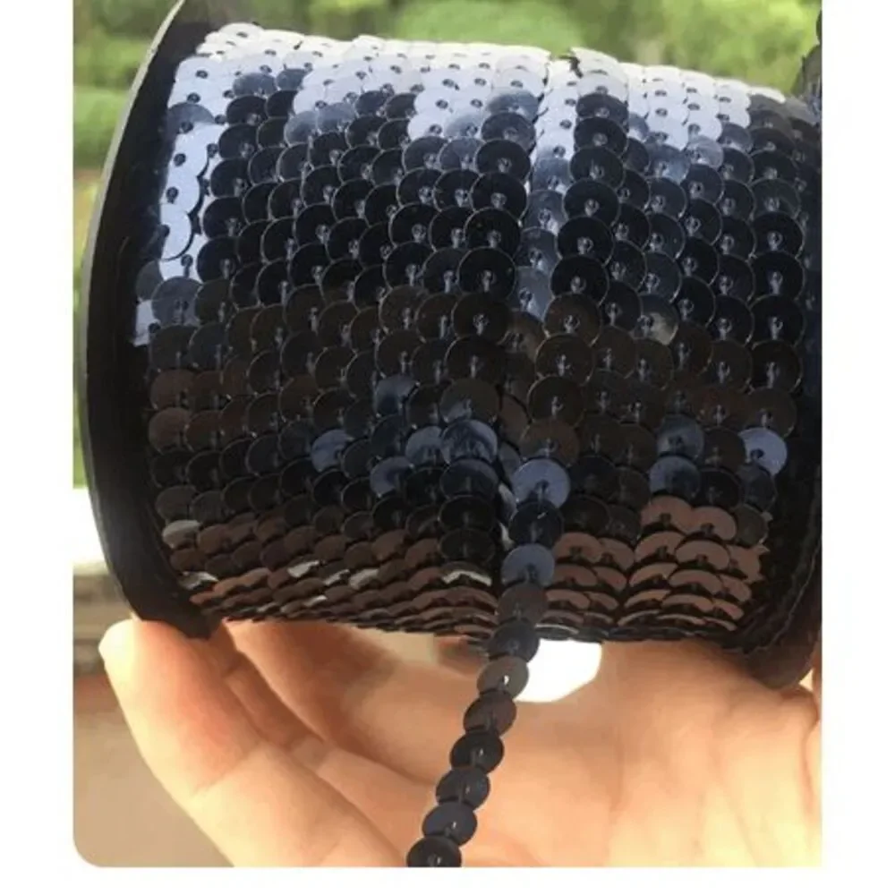 1 Roll of Shiny Dark Navy Blue Almost Black Sequin Trim 100 Yards 6mm - Brand Ne